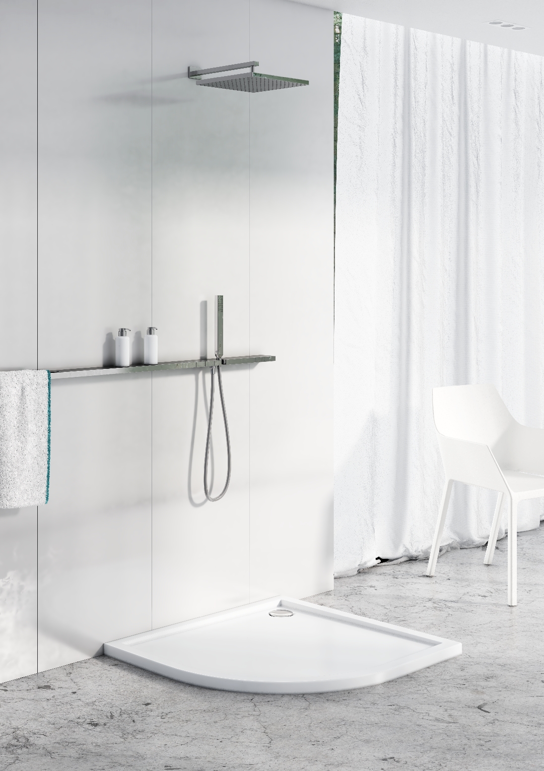 Schedline Estima brodzik półokrągły 90x90 cm kompozyt Stonicryl biały 3SP.E2O-9090