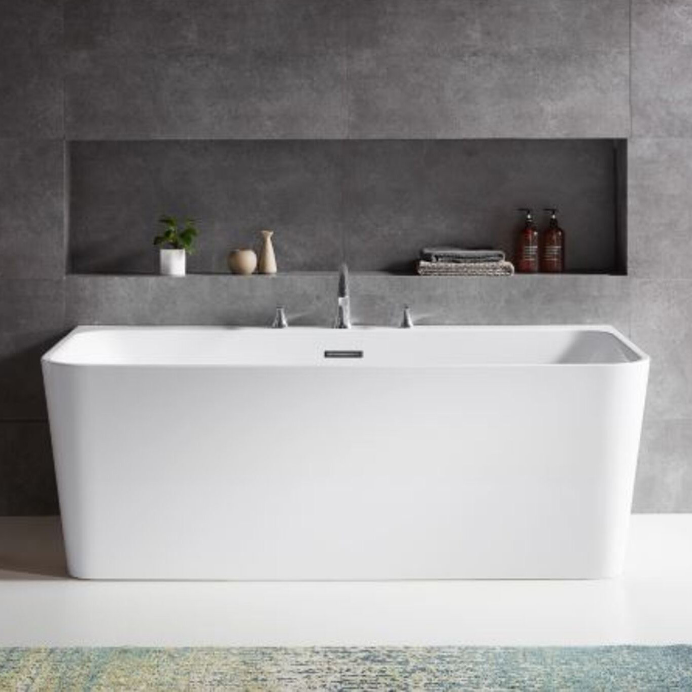LaVita Mensola S wanna wolnostojąca 150x80 cm prostokątna przyścienna biała
