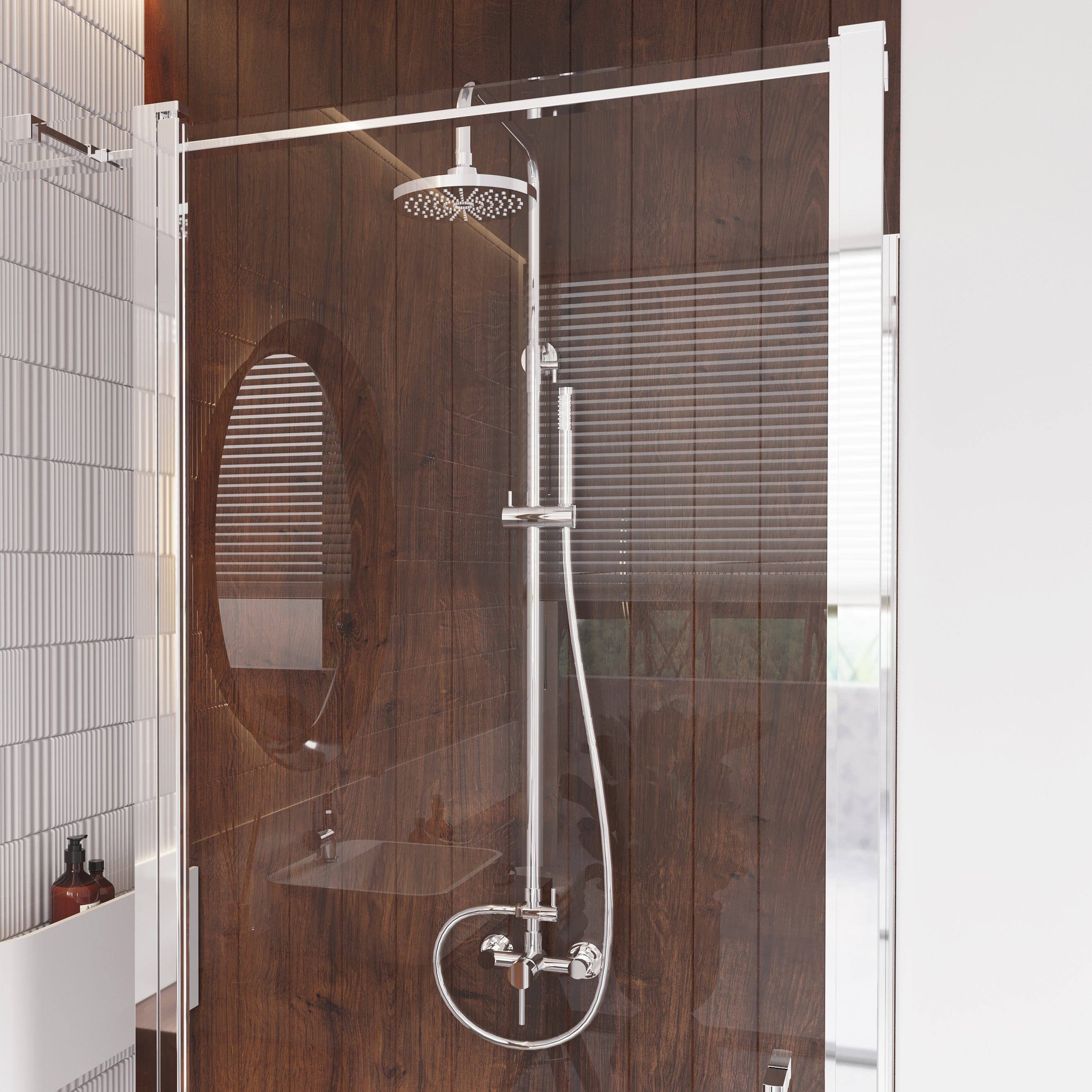 Besco Decco Illusion zestaw prysznicowy ścienny z deszczownicą chrom BP-DIN-CH