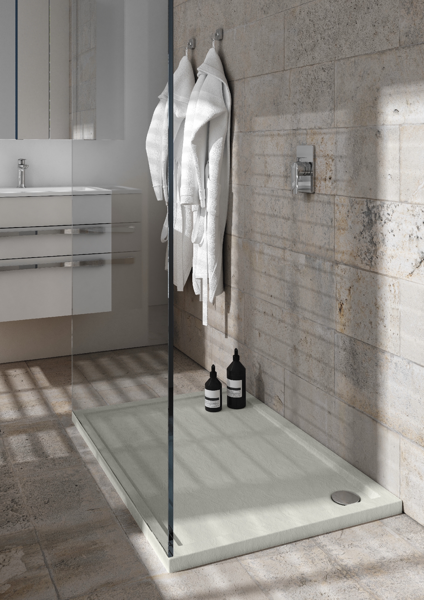 Schedpol Caspar New Cement Stone brodzik 100x90 cm prostokątny cement 3.2345/CT/ST