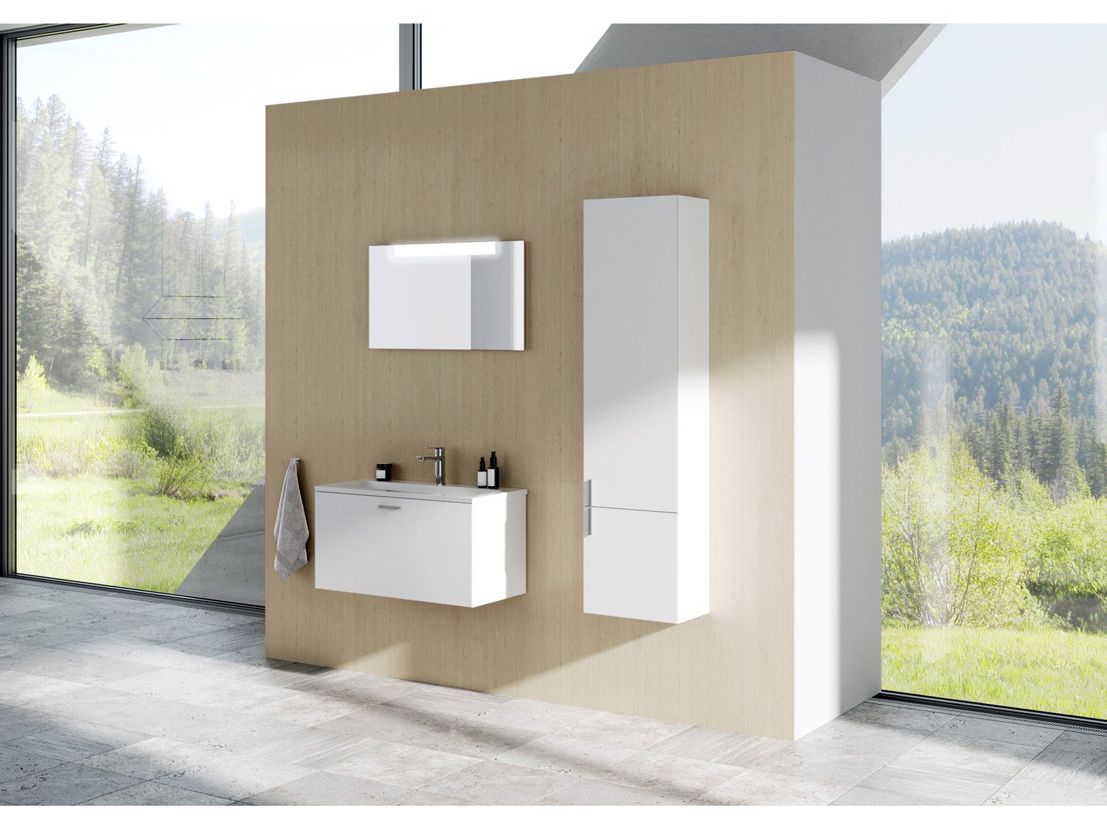 Ravak Clear II szafka 40 cm słupek łazienkowy wiszący prawy biały X000001644