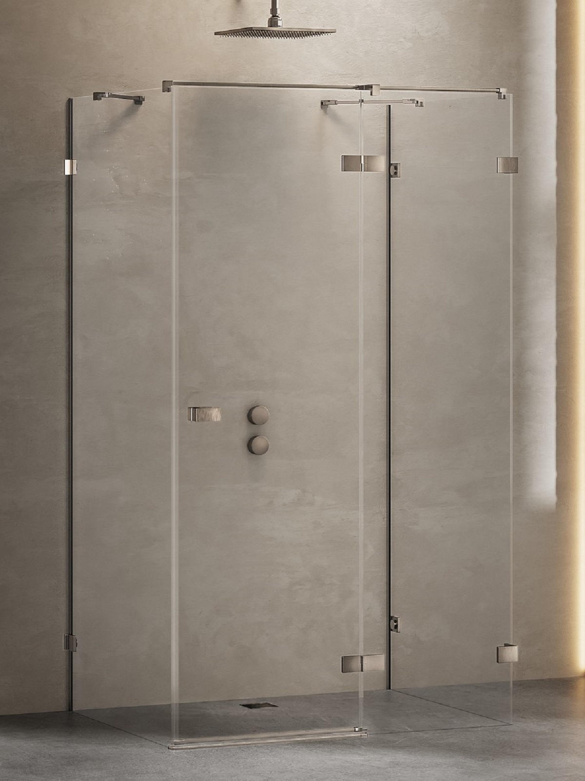 New Trendy Avexa kabina prysznicowa 90x90 cm kwadratowa prawa gunmetal szczotkowany/szkło przezroczyste EXK-3441