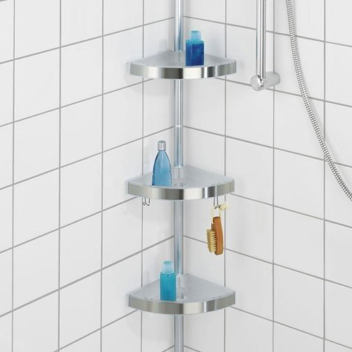 Wenko Premium regał łazienkowy narożny teleskopowy z lusterkiem srebrny 20349100 - Wysyłka w 24h