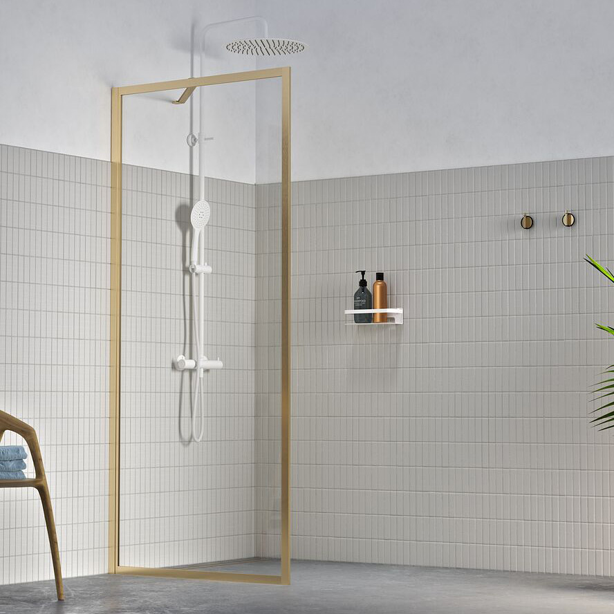 Sealskin Contour Walk-In ścianka prysznicowa 100 cm wolnostojąca złoty szczotkowany/szkło przezroczyste CDA30986495100
