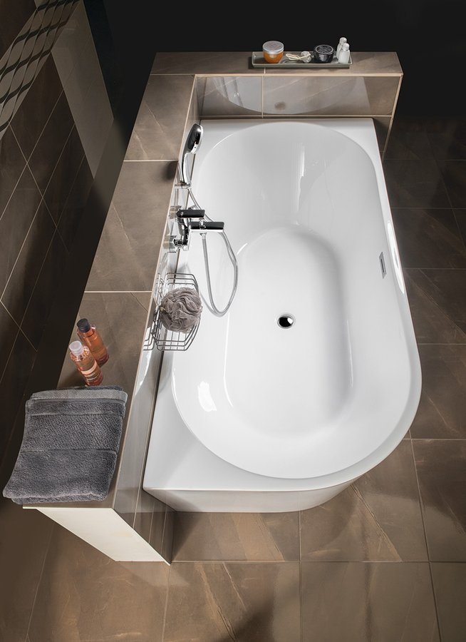 Aqualine Tibera wanna wolnostojąca 170x80 cm przyścienna narożna prawa biała E1015