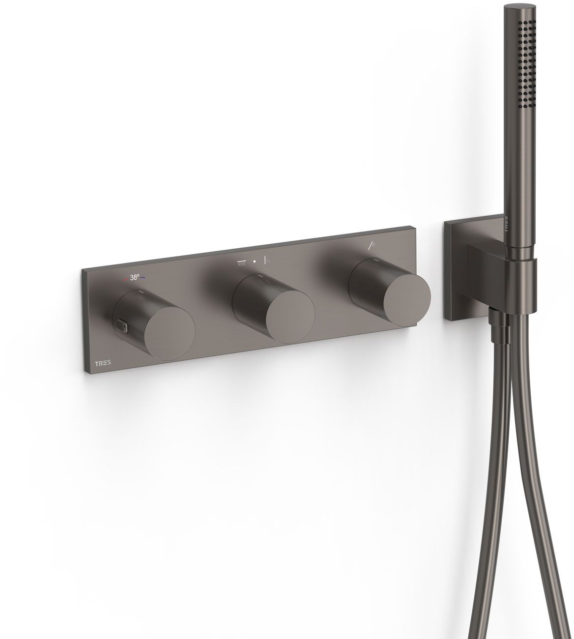 Tres B-System bateria wannowo-prysznicowa podtynkowa z termostatem grafitowa 30735301GR