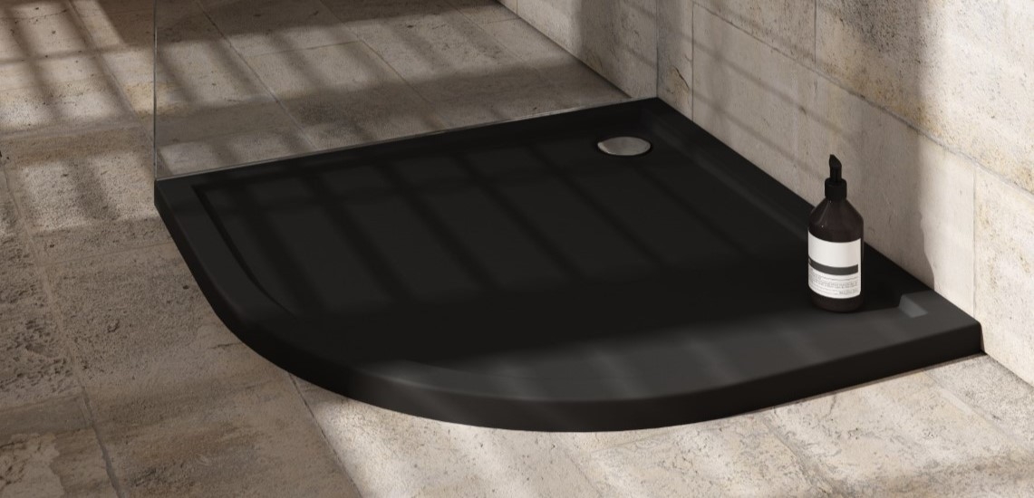 Schedpol Caspar New Black Matt brodzik półokrągły z syfonem 90x90 cm czarny 3.2334/C/MG