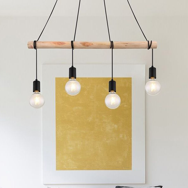 Rabalux Pablo lampa wisząca 4x40W czarny mat/drewno 3980