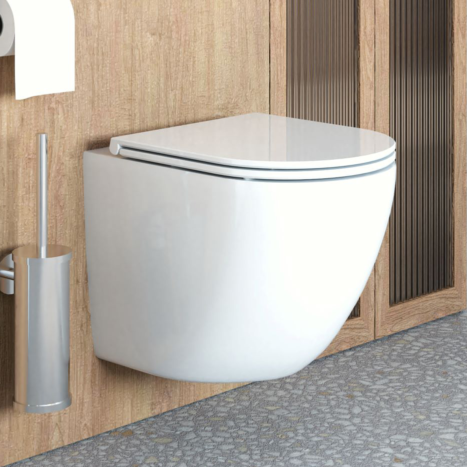 Zestaw Oltens Hamnes miska WC wisząca PureRim z deską wolnoopadającą Ovan Slim biały 42018000 - Wysyłka w 24h