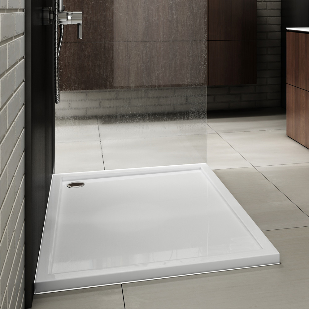 Schedpol Corrina New brodzik 100x80 cm prostokątny Stonicryl biały 3.4336