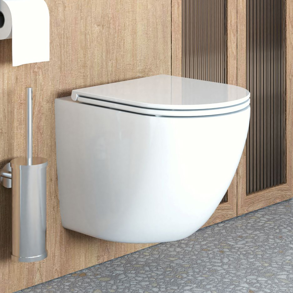 Zestaw Oltens Hamnes miska WC wisząca PureRim z powłoką SmartClean z deską wolnoopadającą Ovan Slim biały 42518000 - Wysyłka w 24h