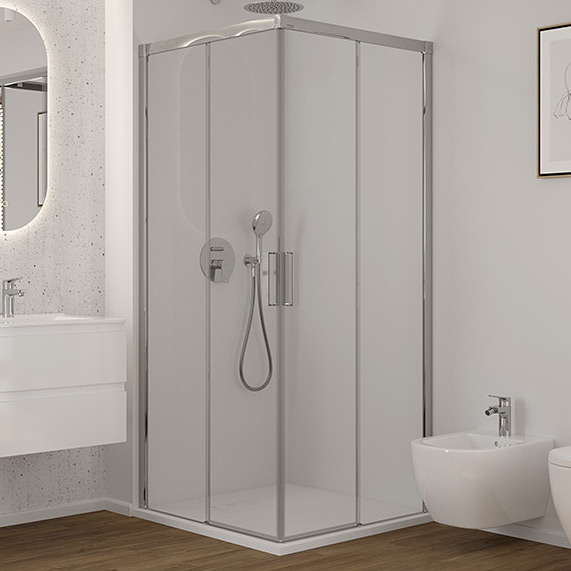 Oltens Breda kabina prysznicowa 90x90 cm kwadratowa chrom połysk/szkło przezroczyste 20006100 - Wysyłka w 24h
