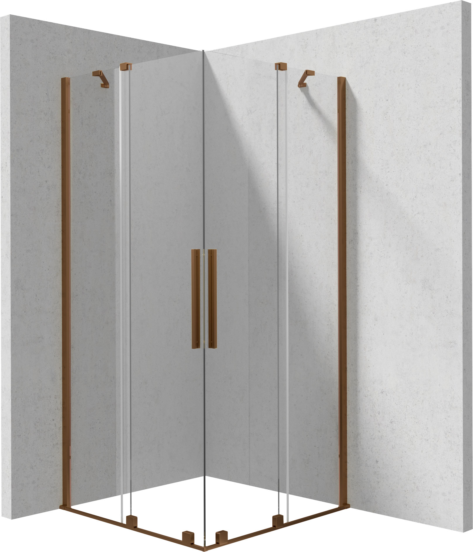 Deante Prizma kabina prysznicowa 90x90 cm kwadratowa brąz szczotkowany/szkło przezroczyste KPNCP09P09