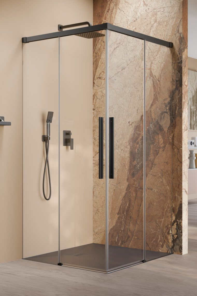 Radaway Idea 8 Black QL KDD kabina prysznicowa część lewa 90x90 cm kwadratowa czarny mat/szkło przezroczyste 10590090-54-01L