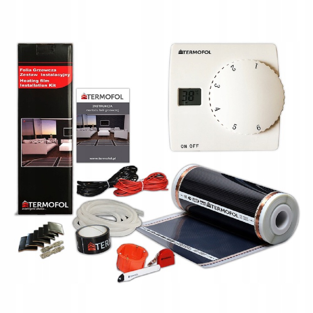 Termofol TF folia grzewcza 12 m2 140W/m2 z akcesoriami i termoregulatorem TF-H2 białym TF305.140.H2.120