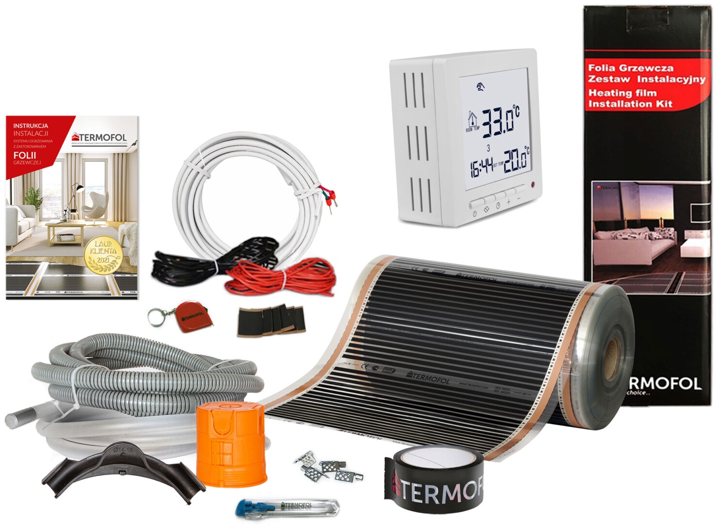 Termofol TF folia grzewcza 2 m2 140W/m2 z akcesoriami i termoregulatorem TF-H2 białym TF310.140.H2.20