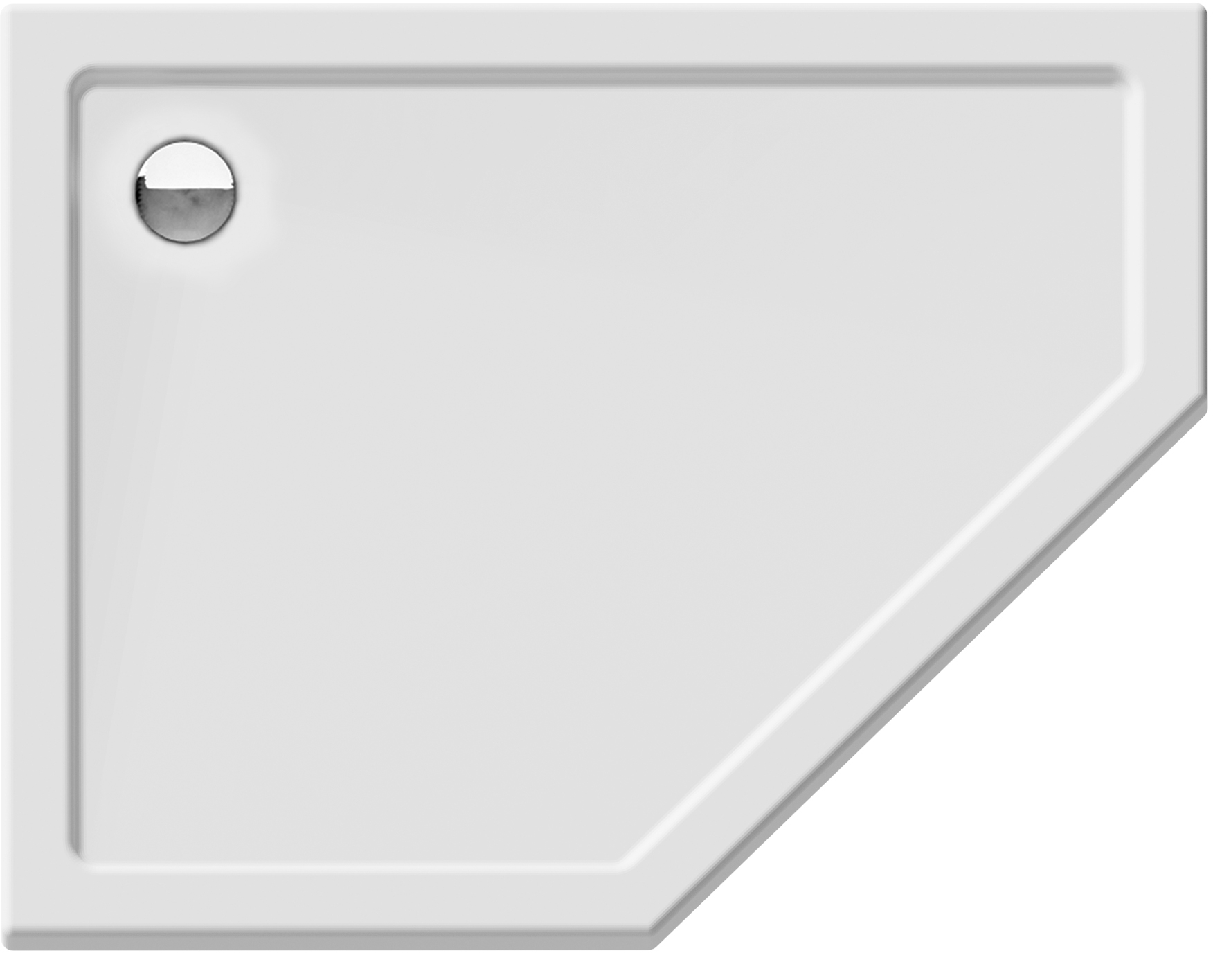 New Trendy New Azura brodzik 100x80 cm pięciokątny lewy biały B-0418 - Wysyłka w 24h