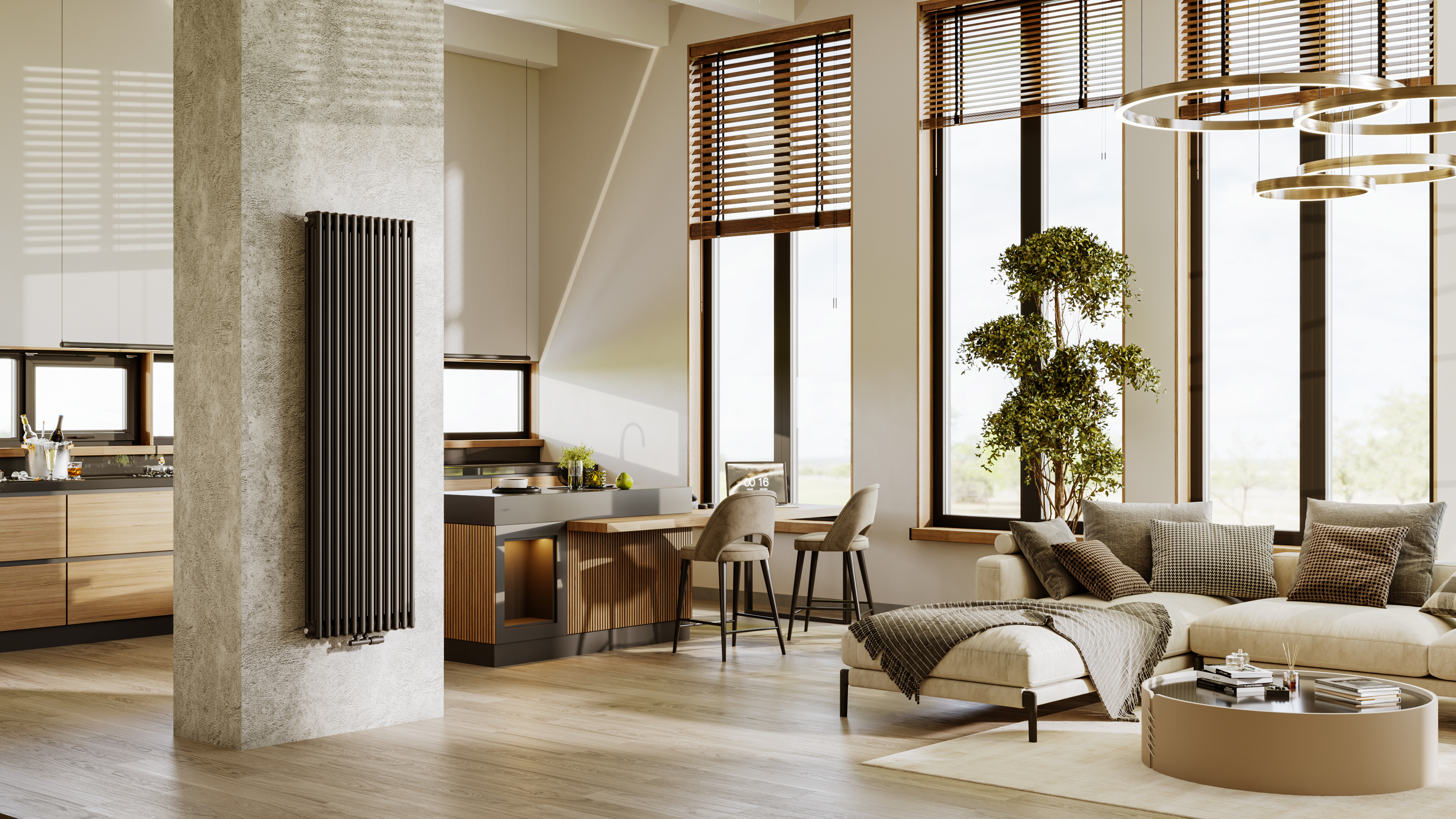 Luxrad Columnus 2 grzejnik dekoracyjny 180x47 cm podłączenie dolne czarny COL21800470S040ZDC