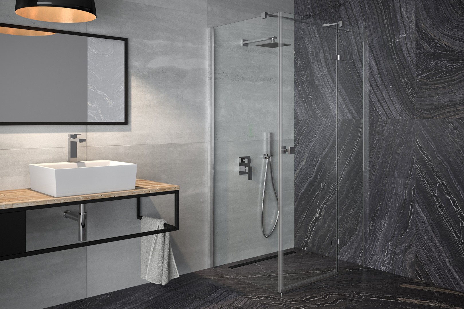 Besco Pixa kabina prysznicowa 90x90 cm kwadratowa prawa chrom/szkło przezroczyste PKP-90-195-C