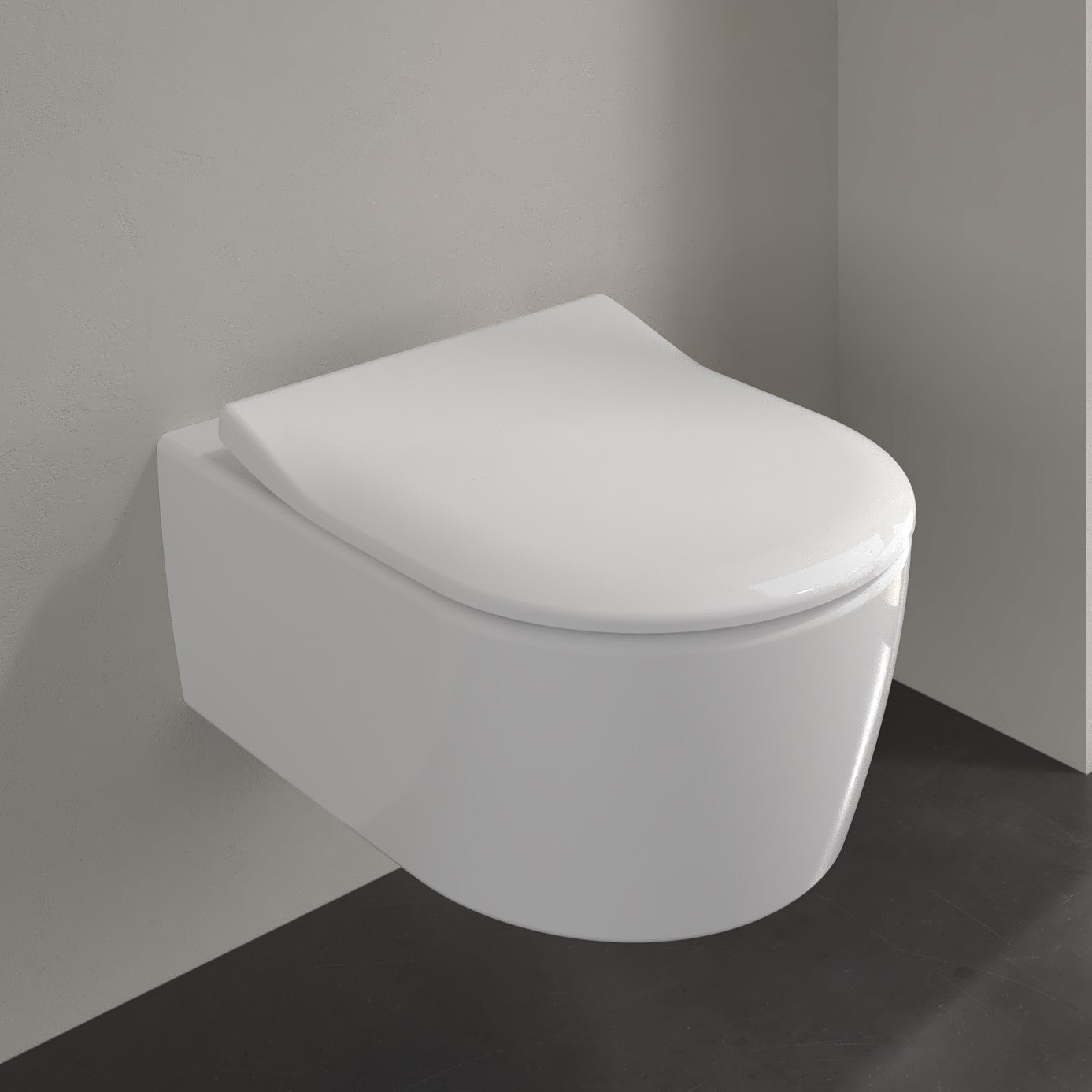 Villeroy & Boch Avento zestaw miska WC wisząca bez kołnierza z deską wolnoopadającą Weiss Alpin (5656R001, 9M87S101) - Wysyłka w 24h