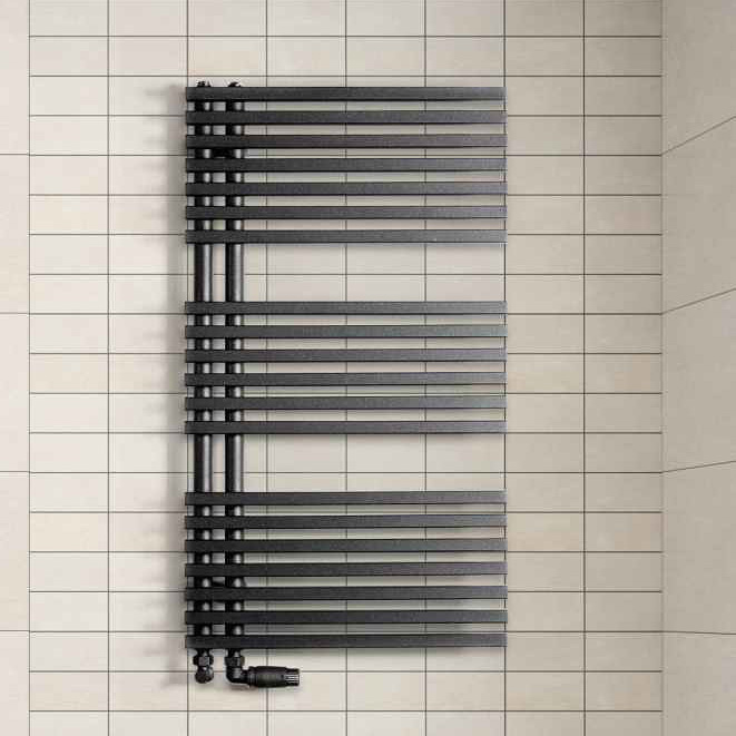 Luxrad Typ E grzejnik łazienkowy dekoracyjny 88,3x50 cm czarny TPE088305009005MAT