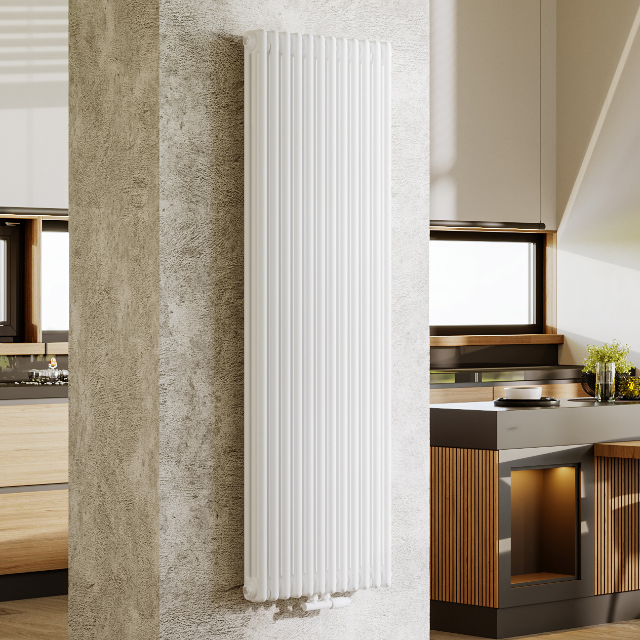 Luxrad Columnus 3 grzejnik dekoracyjny 180x47 cm podłączenie dolne biały COL318004709016ZDC