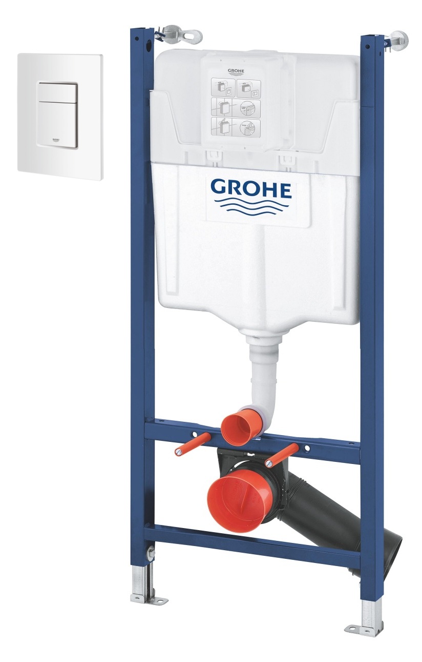 Zestaw Grohe Solido stelaż podtynkowy do miski WC z przyciskiem Skate Cosmopolitan biel alpejska (38971000, 38732SH0) - Wysyłka w 24h