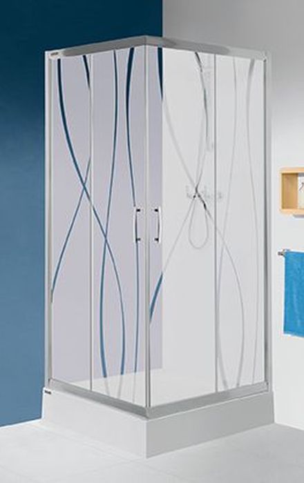 Sanplast TX KN/TX5b-80+Bza kabina prysznicowa 80 cm kwadratowa z brodzikiem srebrny błyszczący/Sitodruk W15 602-271-0221-38-231