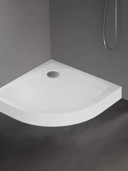 New Trendy Mild Stone brodzik 90x90 cm półokrągły biały B-0517