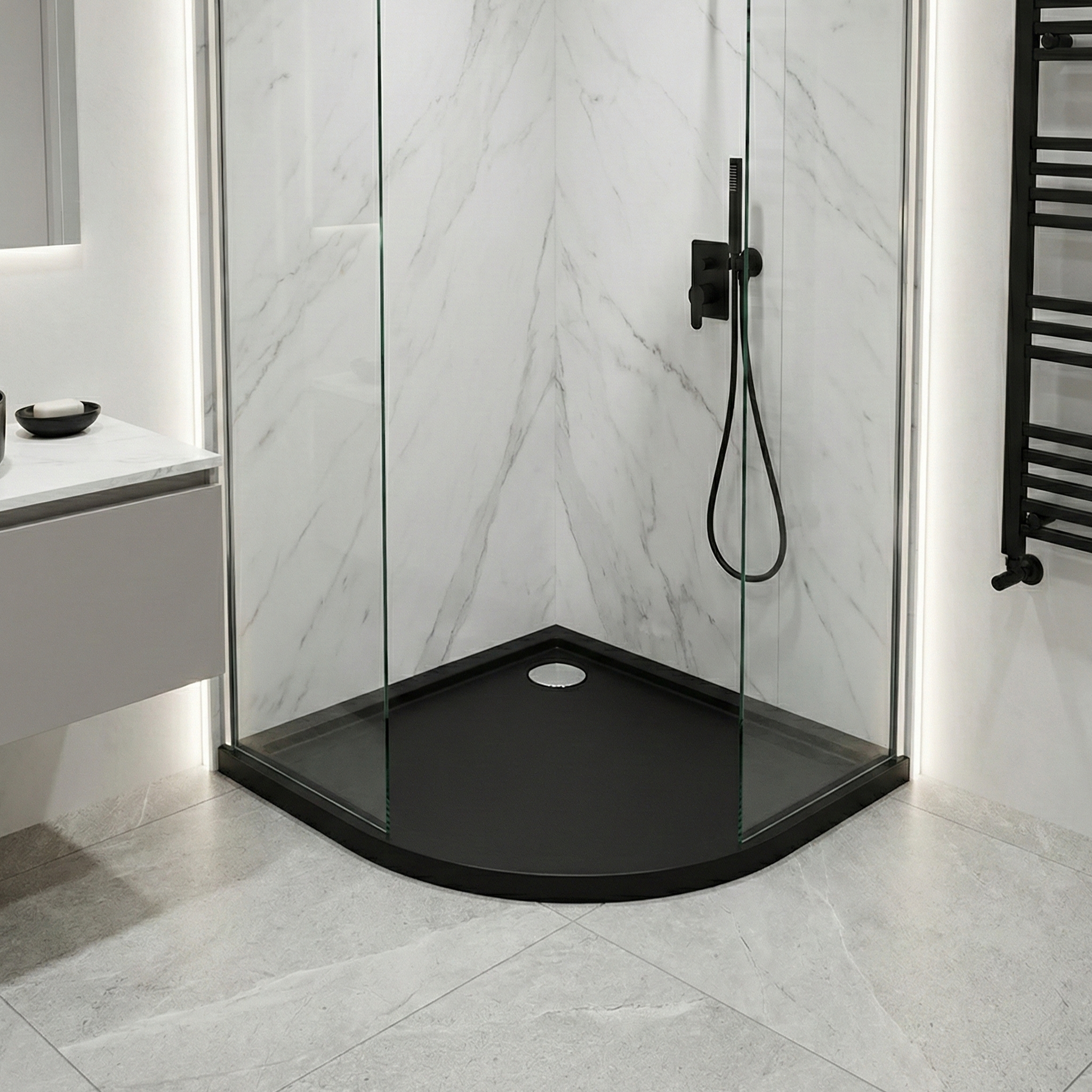 Schedline Sharper Black Mat brodzik półokrągły 90x90 cm czarny 3S.S1O-9090/C/MG