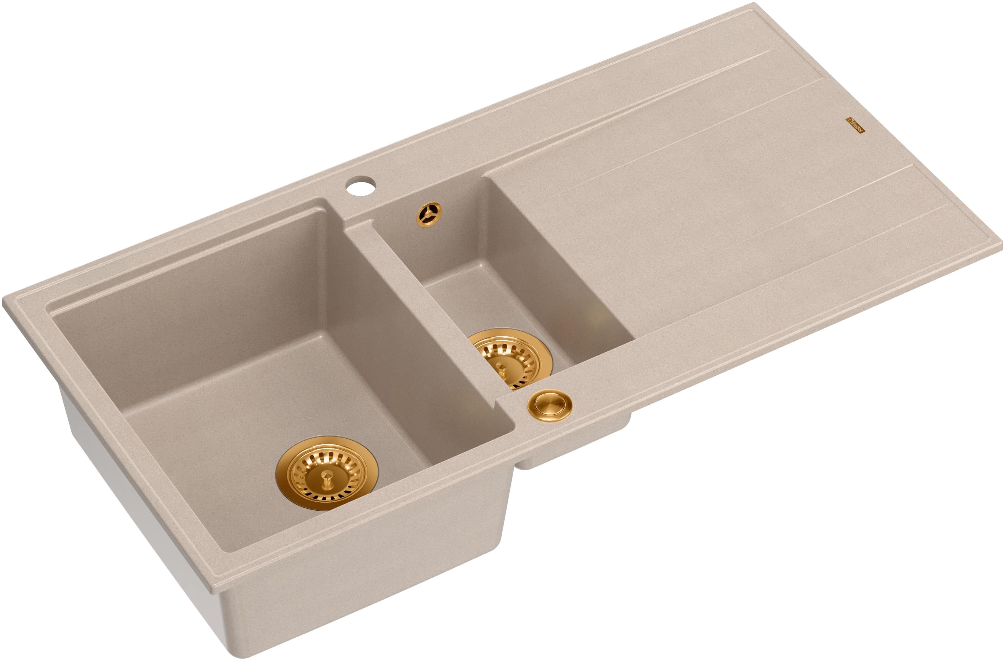 Quadron Evan 156XL zlewozmywak GraniteQ 100x50 cm beż/elementy miedziane HQE510050U2_PVDC1_P2O