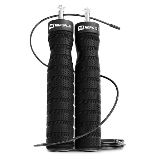 Skakanka z łożyskami i miękkim uchwytem - czarna