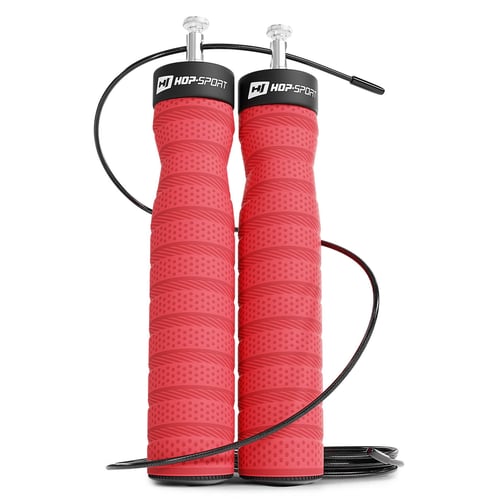 Skakanka z łożyskami i miękkim uchwytem czerwona