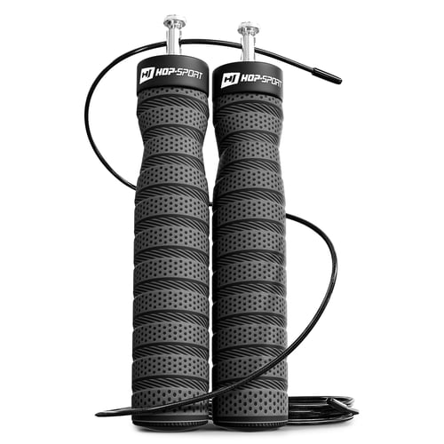 Skakanka z łożyskami i miękkim uchwytem szara