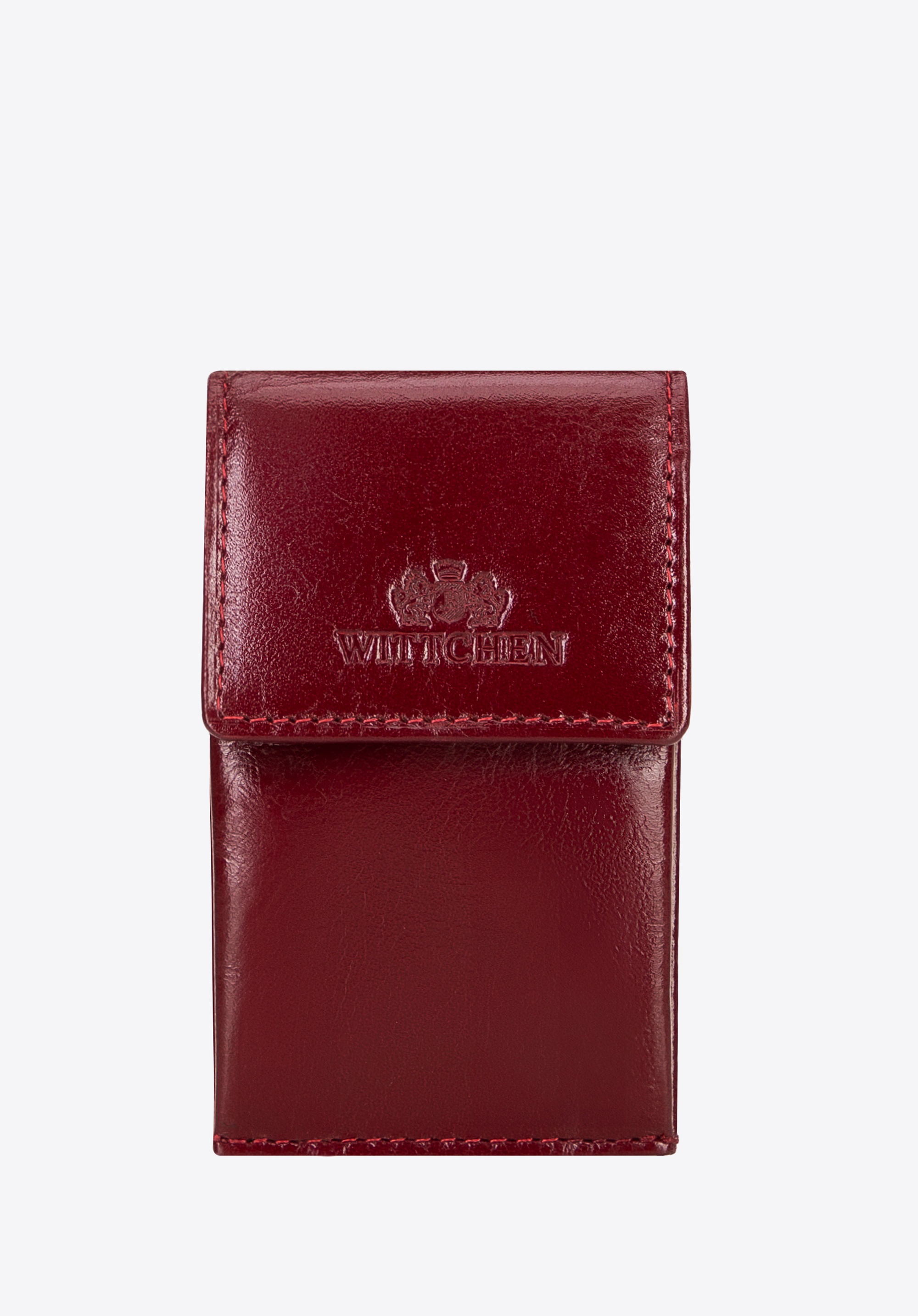 Etui na klucze skórzane prostokątne małe czerwone