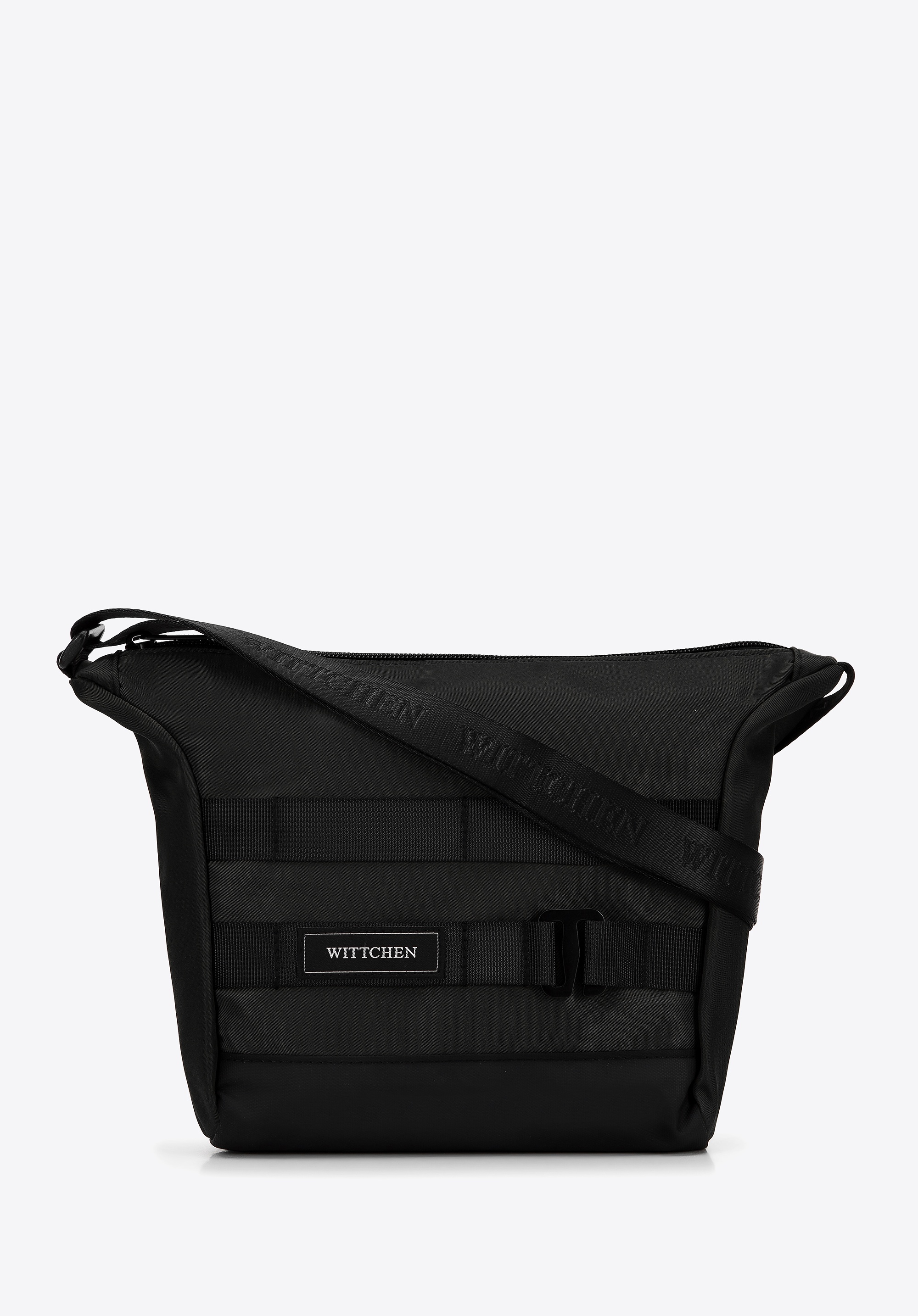 Męska listonoszka z paskiem z przodu mała czarna