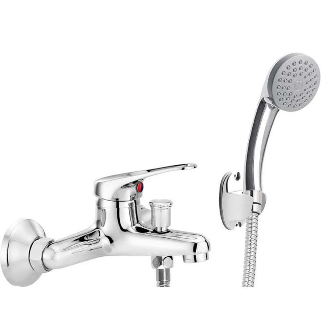 DEANTE Bateria wannowa ścienna LOBO z zestawem prysznicowym chrom BYU