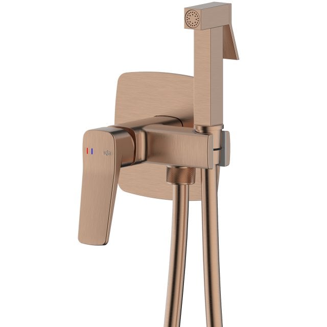 KFA Bateria bidetowa MALAGA podtynkowa ścienna różowa złota szczotkow