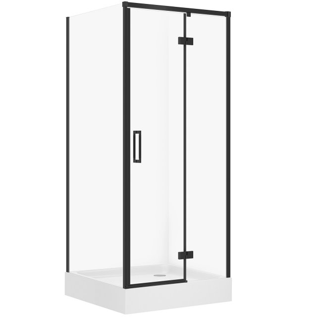 CERSANIT Kabina prysznicowa LARGA prawa 80x80x195 czarna z brodzikiem