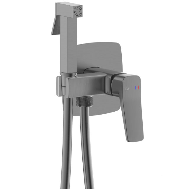 KFA Bateria bidetowa MALAGA podtynkowa ścienna gun metal szara PVD 45
