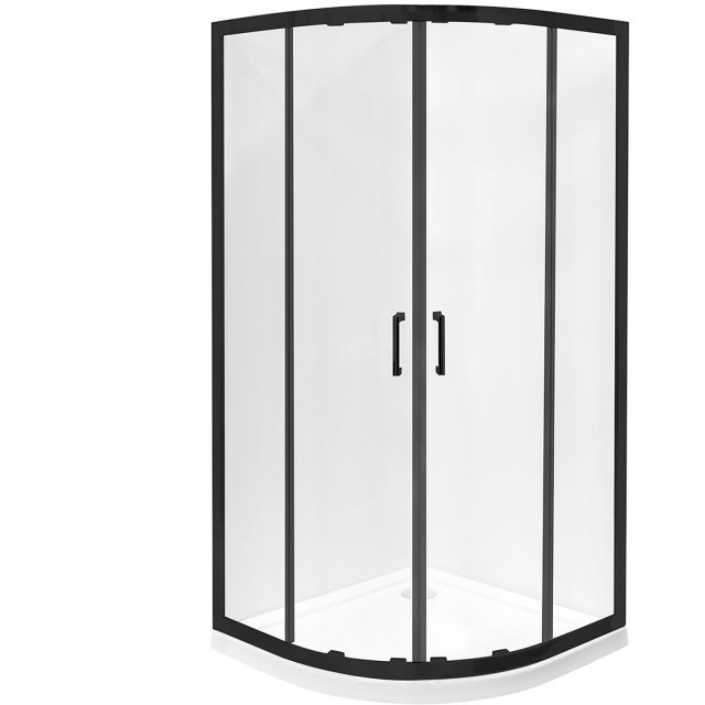 BESCO Kabina prysznicowa półokrągła MODERN BLACK 90x90x190 szkło tran