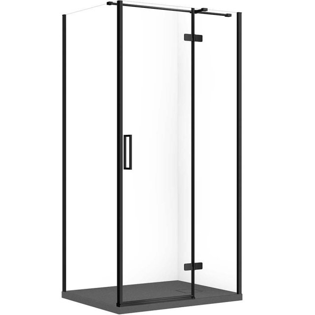 CERSANIT Zestaw kabina prostokątna JOTA prawa 100x80 czarna, brodzik
