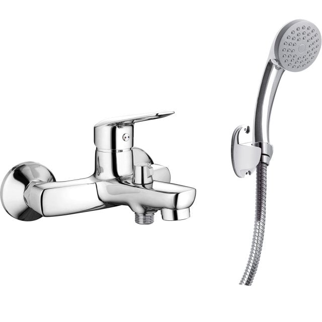 DEANTE Bateria wannowa ścienna BORO z zestawem prysznicowym chrom BMO