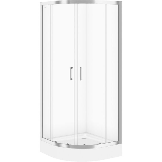 CERSANIT Zestaw: Kabina prysznicowa półokrągła ZIP chrom 80x190 + bro