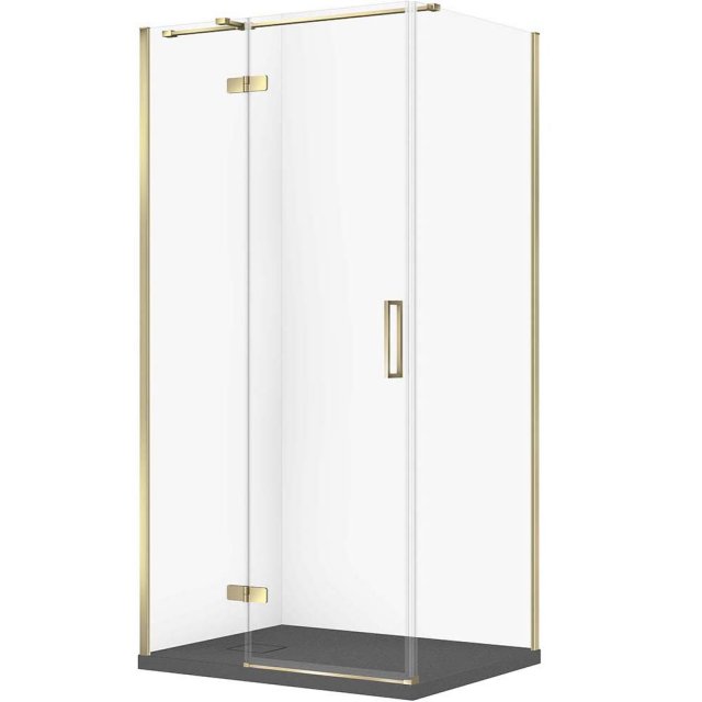 CERSANIT Zestaw kabina prostokątna JOTA lewa 100x80 złota, brodzik TA