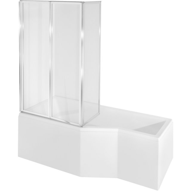 BESCO Wanna narożna INTEGRA 150x75 cm lewa z parawanem 3-skrzydłowym