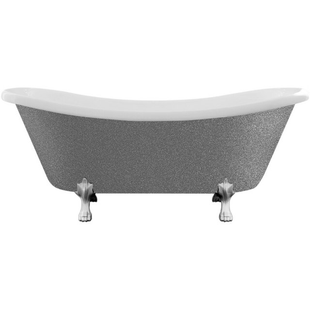 BESCO Wanna wolnostojąca AMELIA GLAM SREBRNA 190x77 nogi chrom #WKA-1