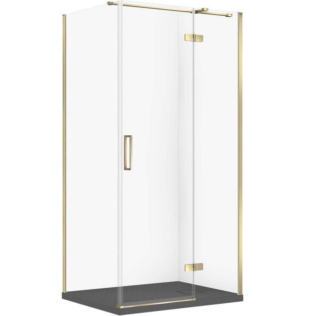 CERSANIT Zestaw kabina prostokątna JOTA prawa 100x80 złota, brodzik T
