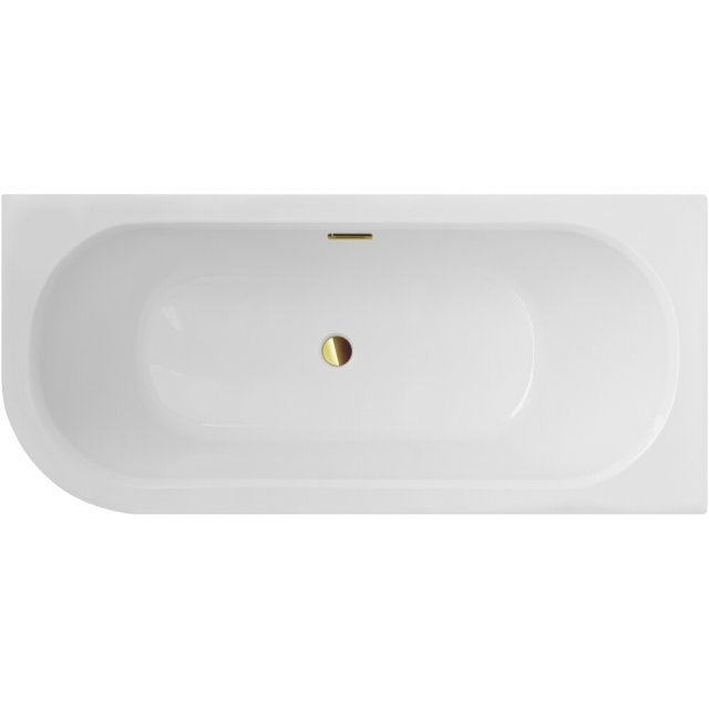 BESCO Wanna narożna AVITA SLIM+ asymetryczna prawa 180x80 syfon złoty