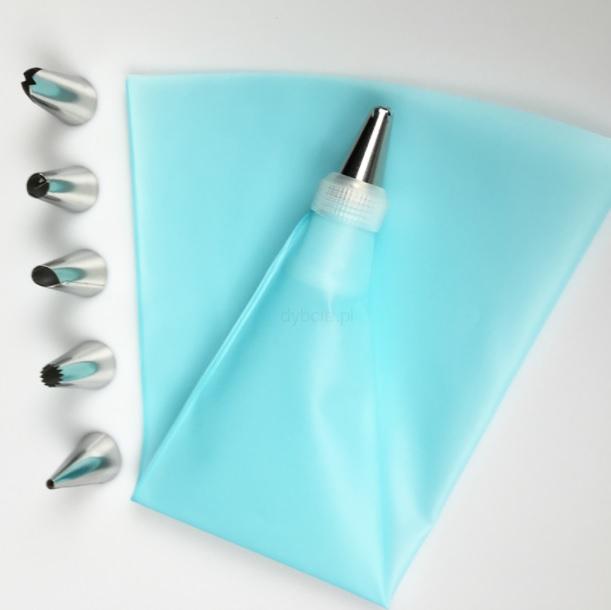 Silikonowy rękaw cukierniczy + 6 dyszy